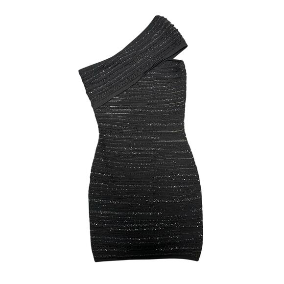 NWT Balmain Paris Black Asymmetric Sequined Mini Bodycon Dress Womens 36 / US 4 - Picture 4 of 12